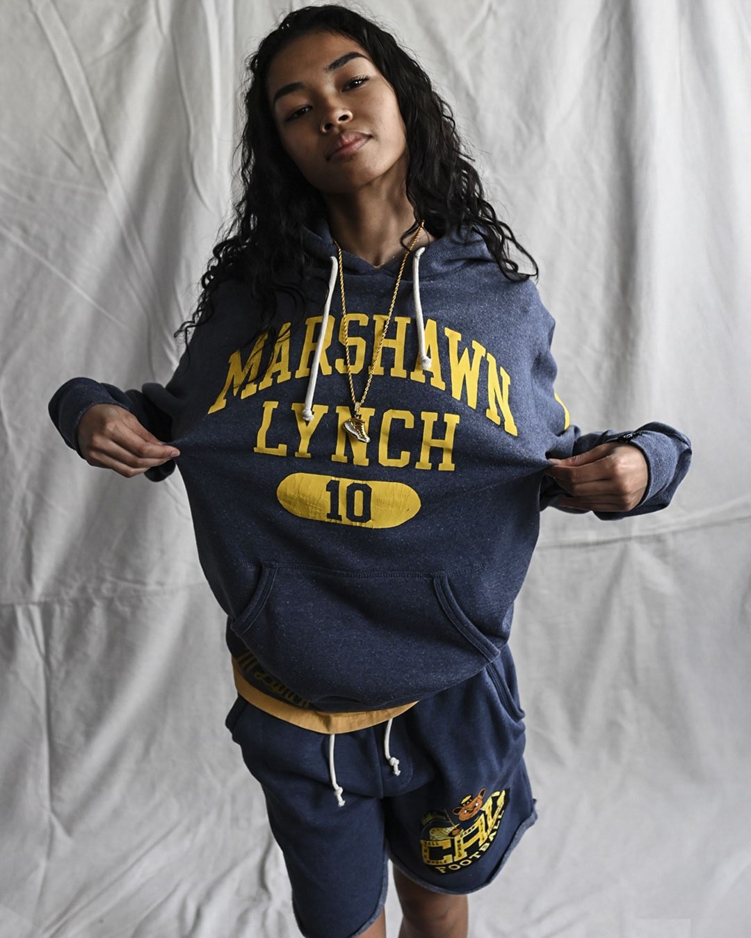 CAL - Marshawn Lynch #10 Navy PO Hoody - Roots of Fight Canada
