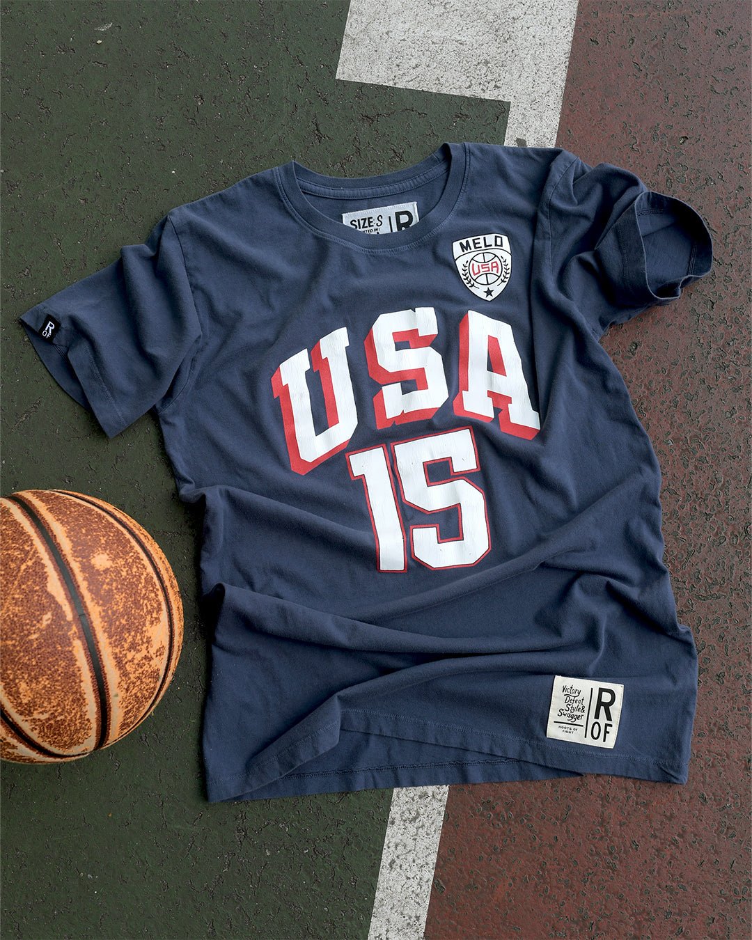 Carmelo Anthony 15 Basketball Navy Tee - Roots of Fight Canada