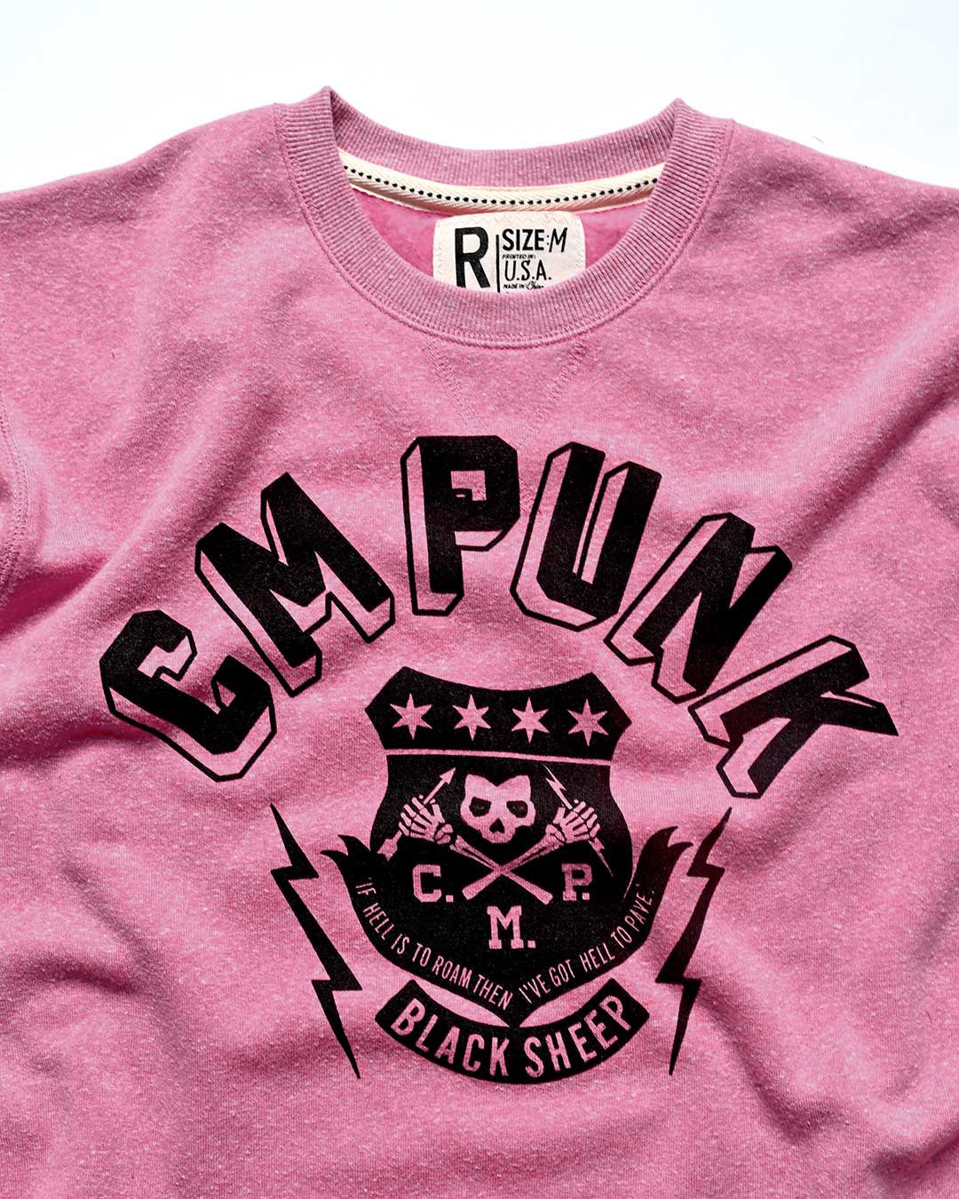 CM Punk &#39;Black Sheep&#39; Pink Sweatshirt - Roots of Fight Canada