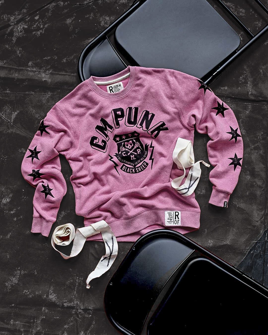 CM Punk &#39;Black Sheep&#39; Pink Sweatshirt - Roots of Fight Canada