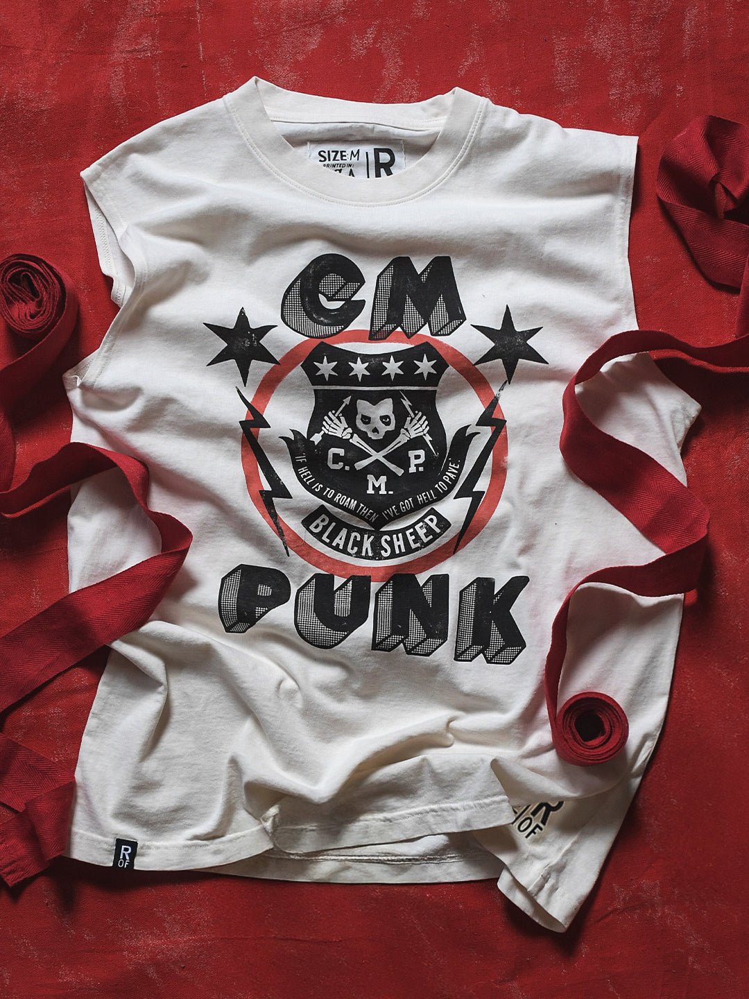 CM Punk 'Black Sheep' White Muscle Tee - Roots of Fight Canada