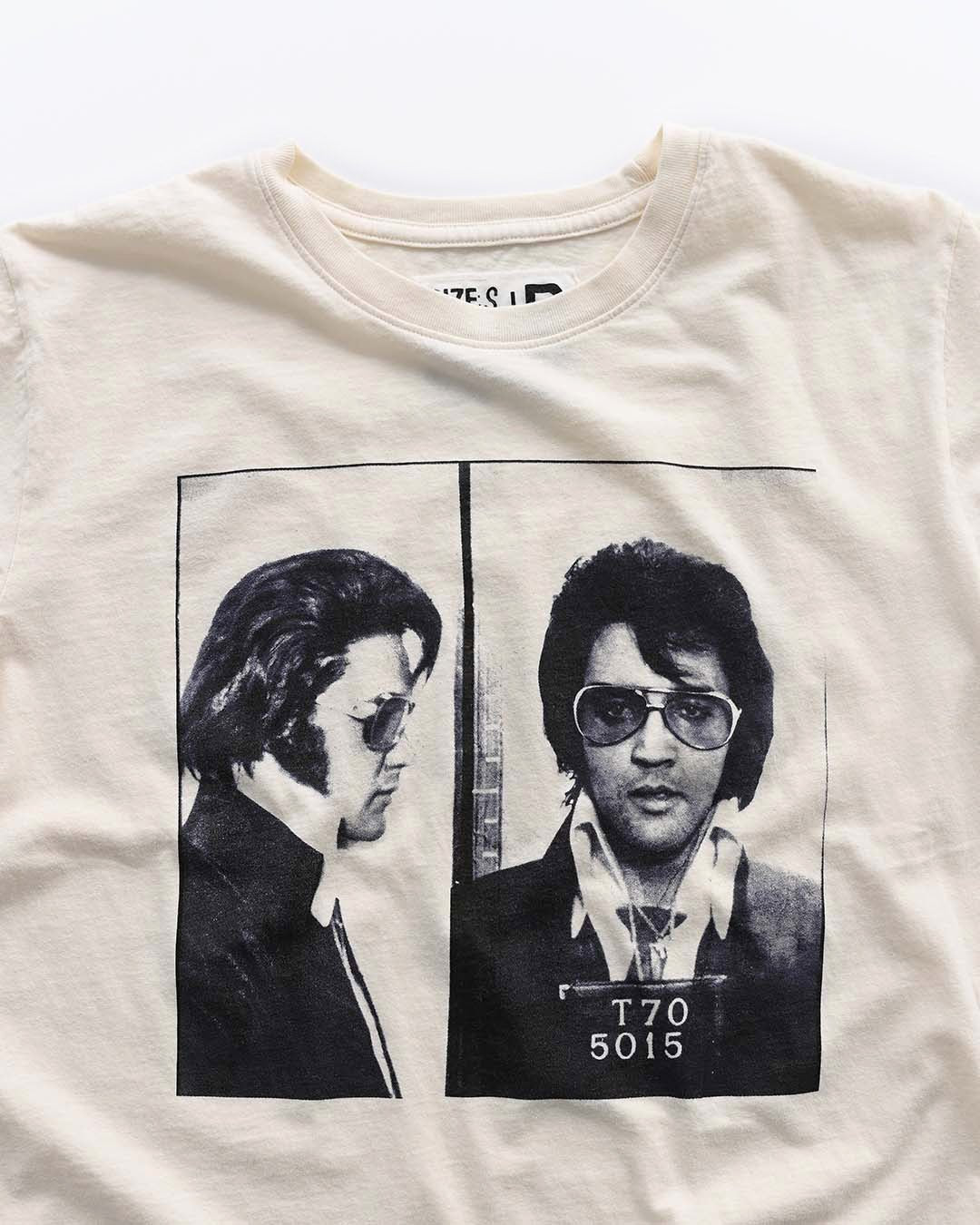 Elvis Presley Mug Shot Photo White Tee - Roots of Fight Canada