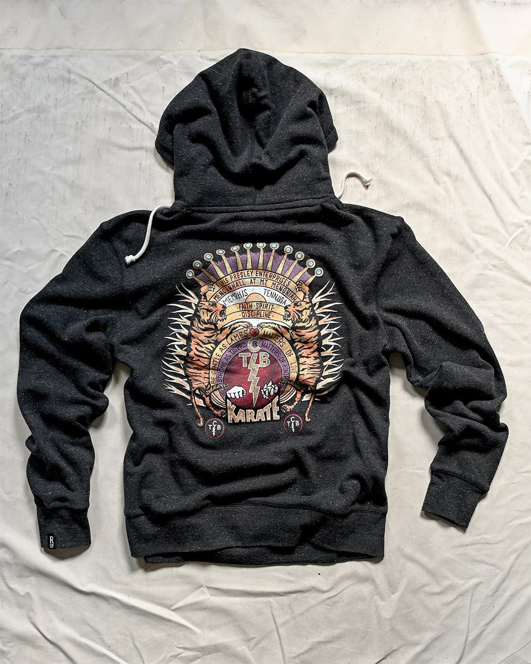 Elvis TCB Tiger Crest Black PO Hoody - Roots of Fight Canada
