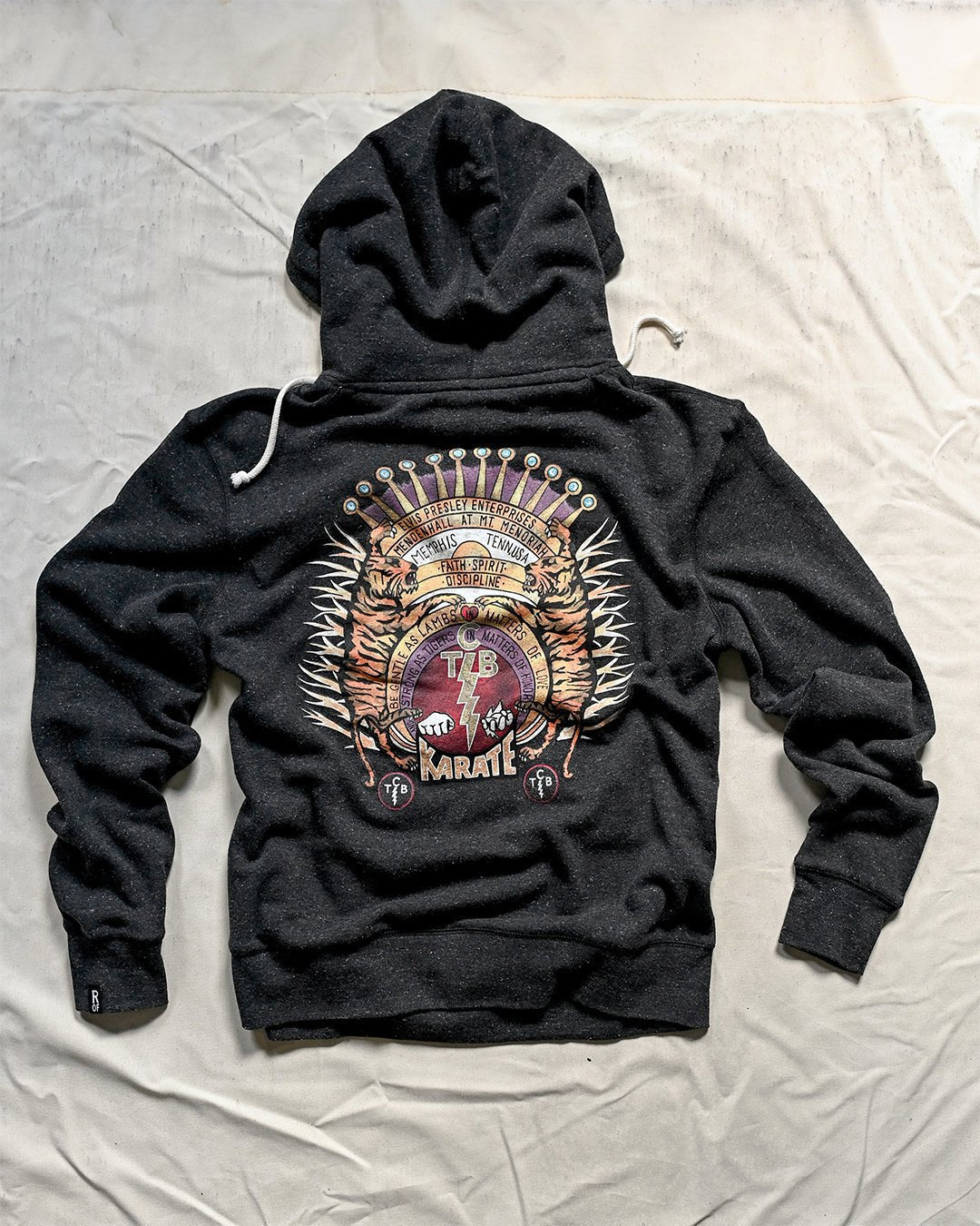 Elvis TCB Tiger Crest Black PO Hoody - Roots of Fight Canada