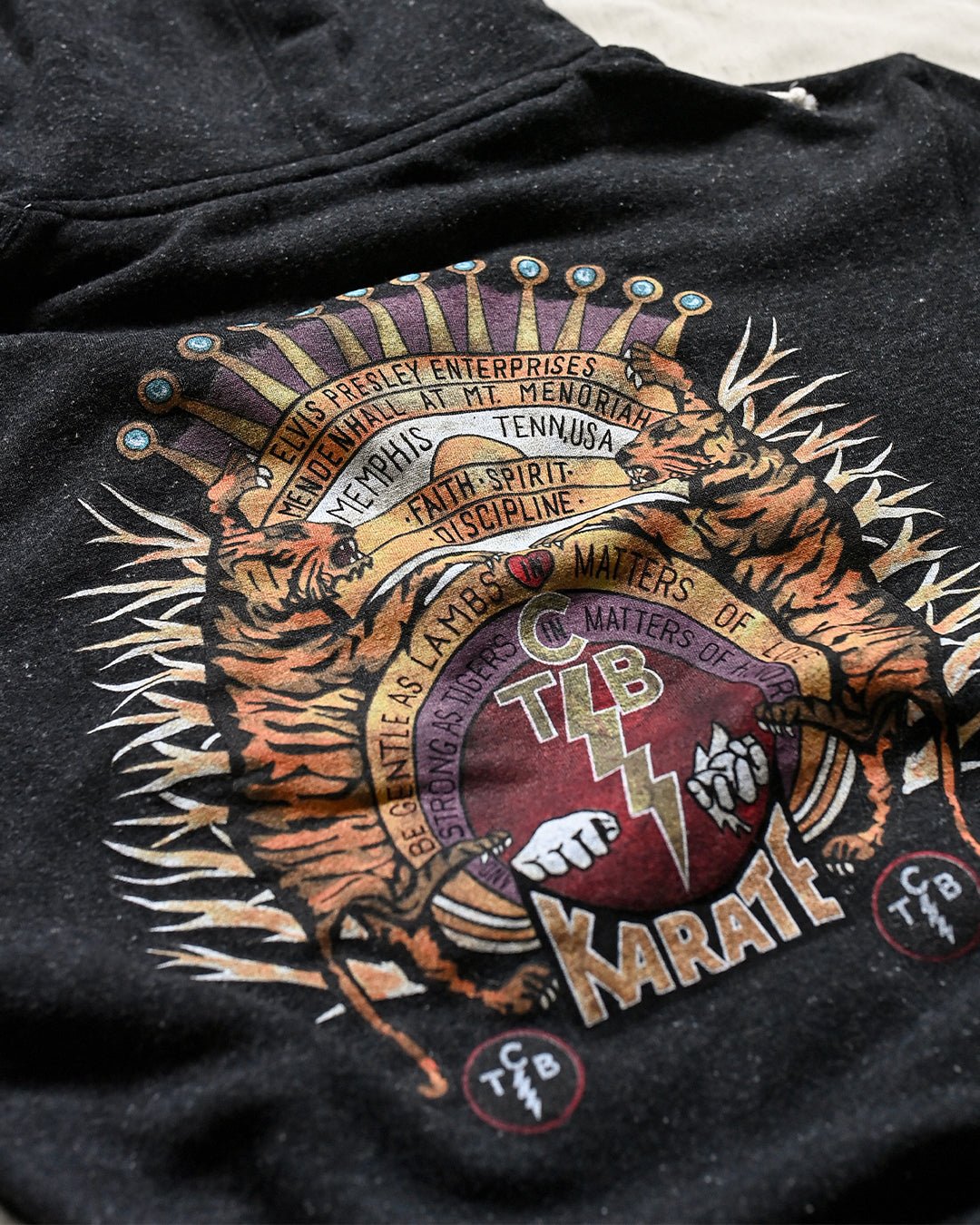 Elvis TCB Tiger Crest Black PO Hoody - Roots of Fight Canada