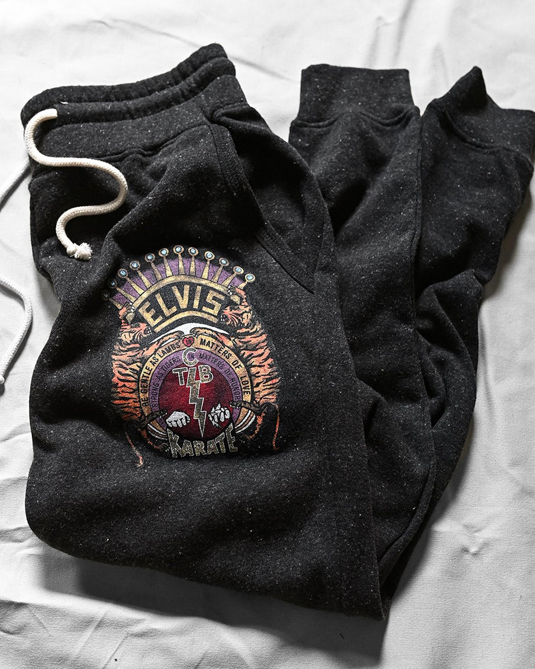 Elvis TCB Tiger Crest Black Sweatpants - Roots of Fight Canada