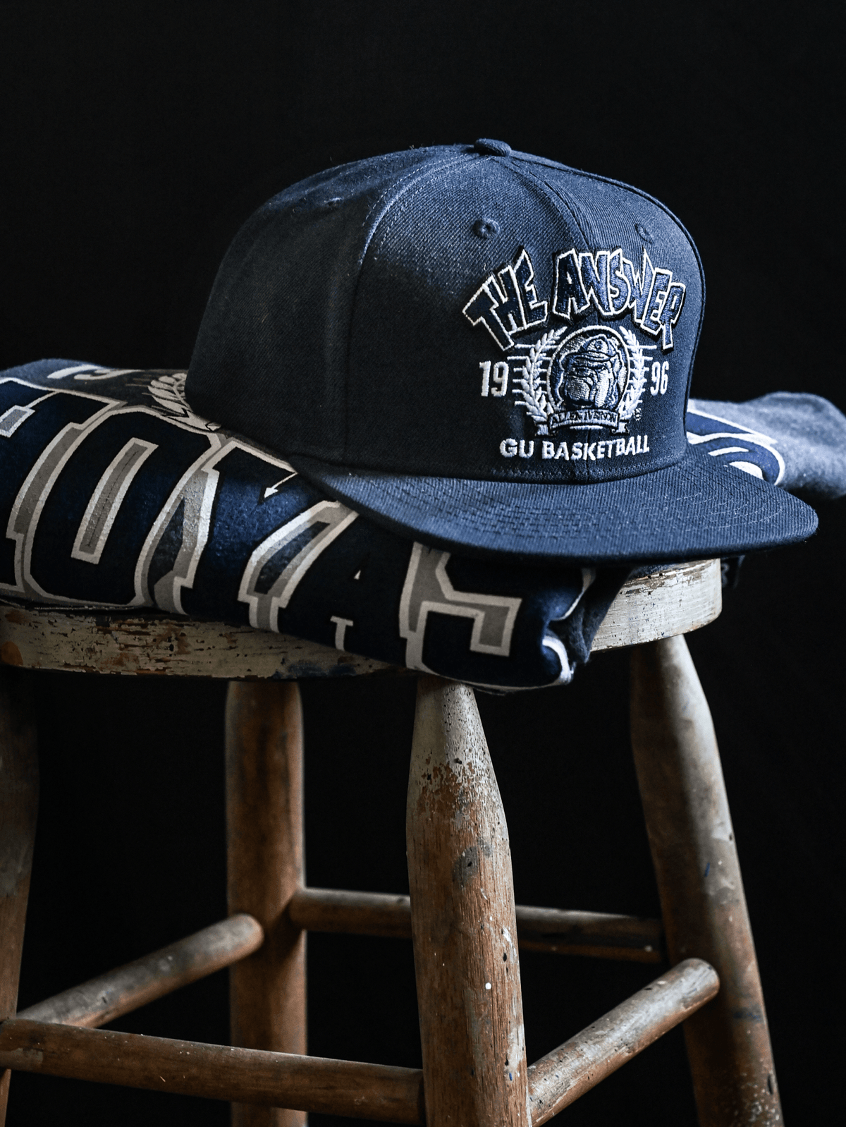 GU - Allen Iverson Hoyas ‘96 Navy Snapback Hat - Roots of Fight Canada