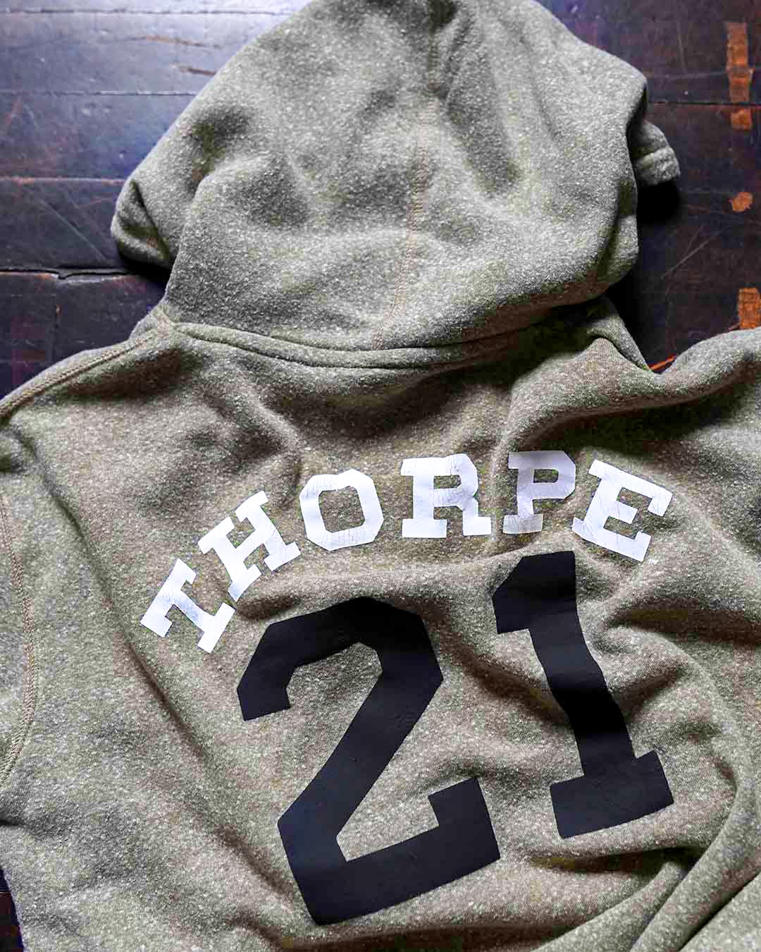 Jim Thorpe Canton #21 Olive PO Hoody - Roots of Fight Canada