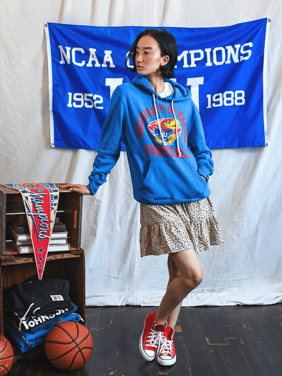 KU - Jayhawks Football Blue PO Hoody - Roots of Fight Canada
