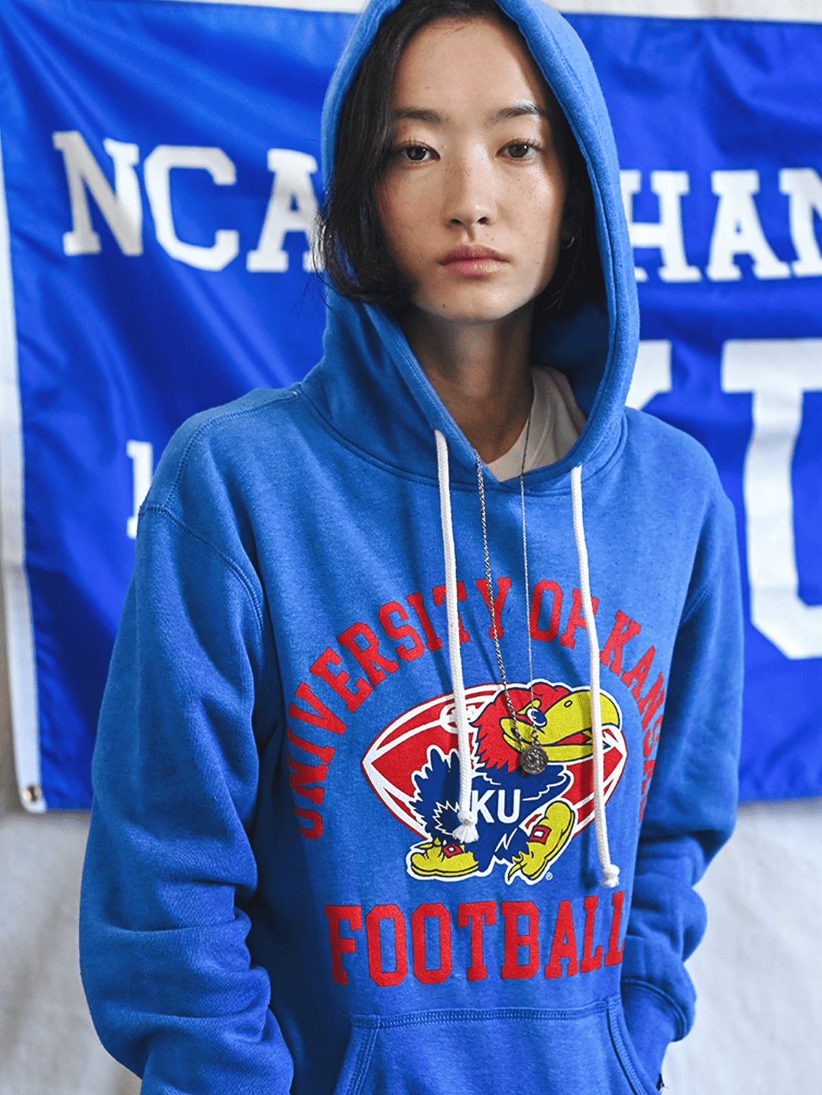 KU - Jayhawks Football Blue PO Hoody - Roots of Fight Canada