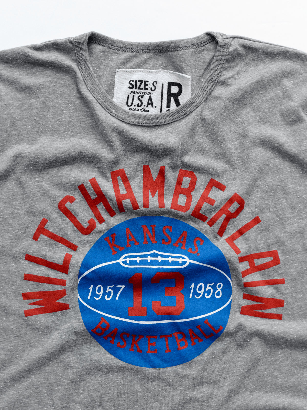 KU - Wilt Jayhawks Basketball Grey Triblend Tee - Roots of Fight Canada