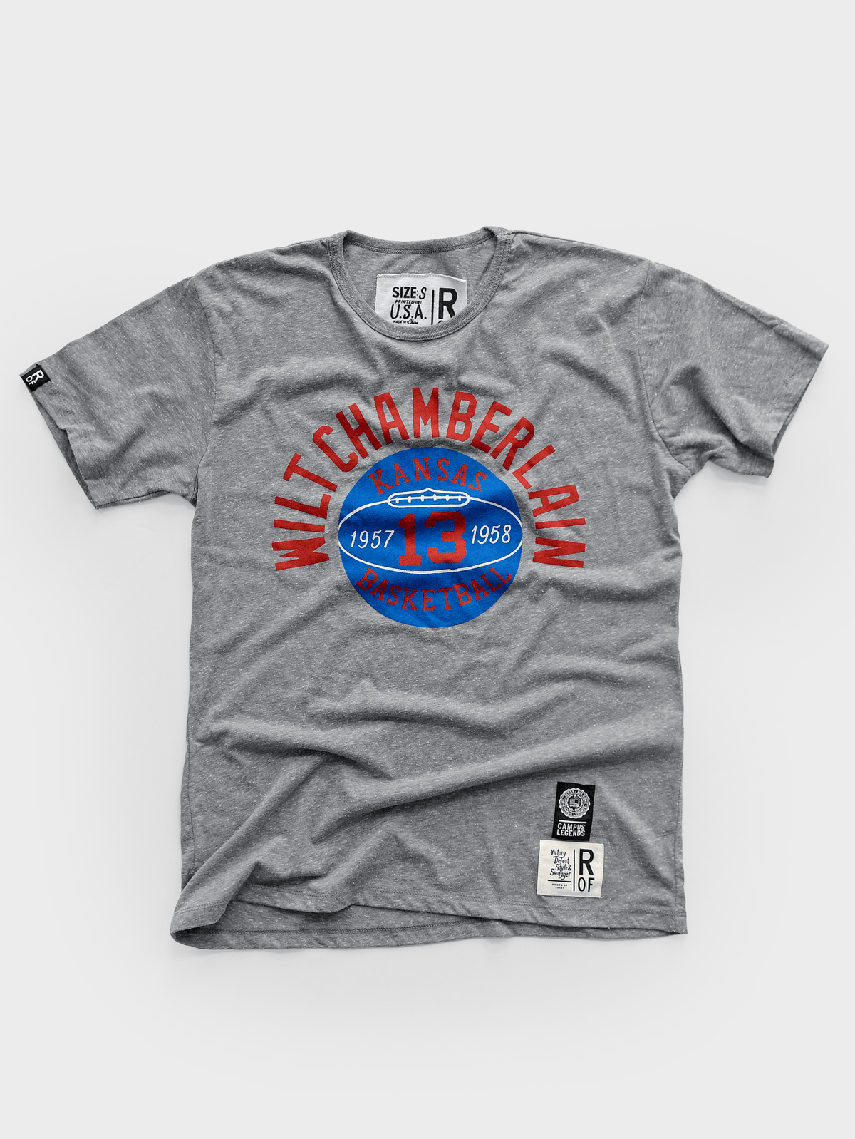 KU - Wilt Jayhawks Basketball Grey Triblend Tee - Roots of Fight Canada