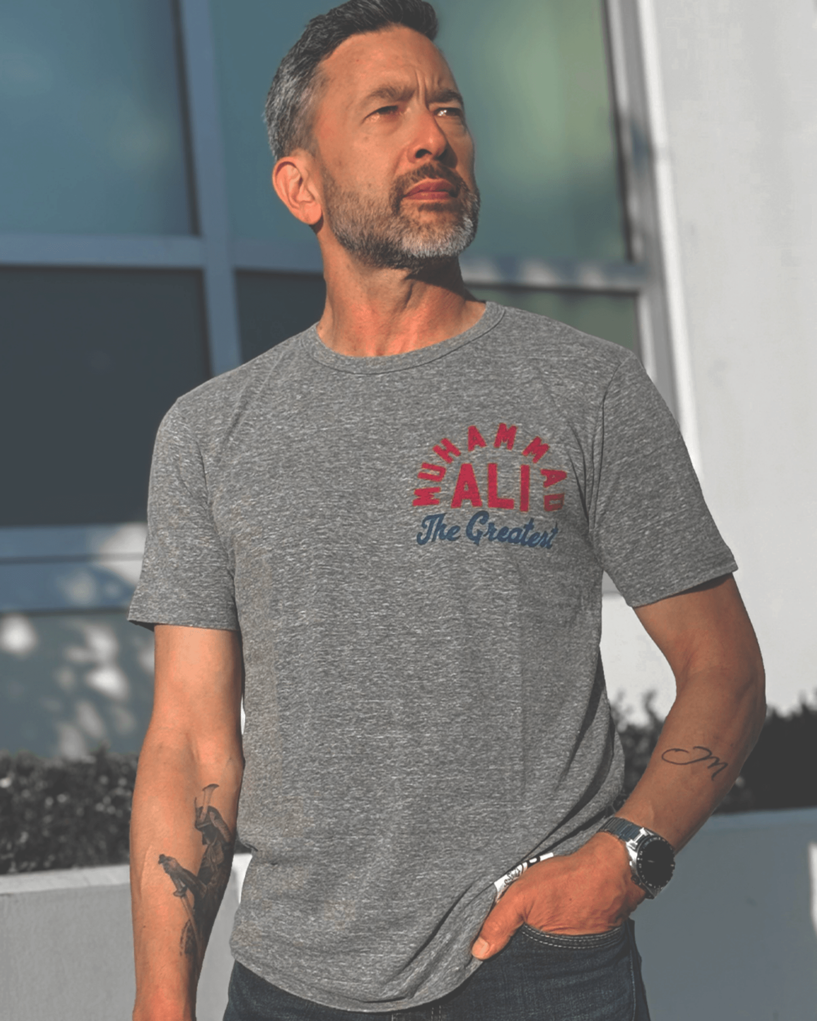M. Ali The Greatest Grey Triblend Tee - Roots of Fight Canada