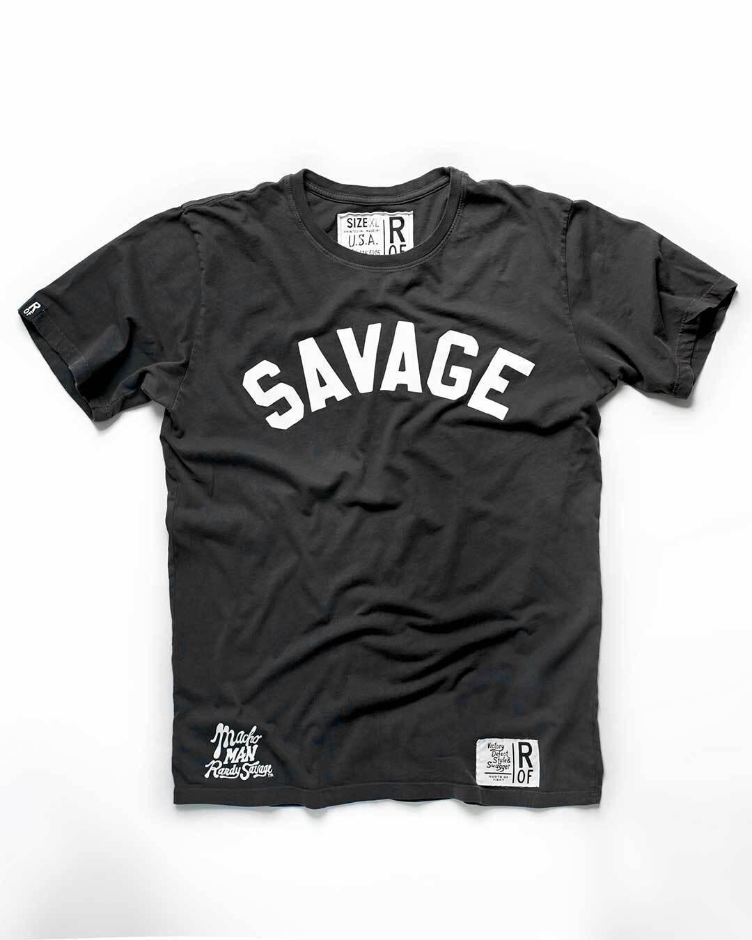 Macho Man 'Savage' Black Tee - Roots of Fight Canada