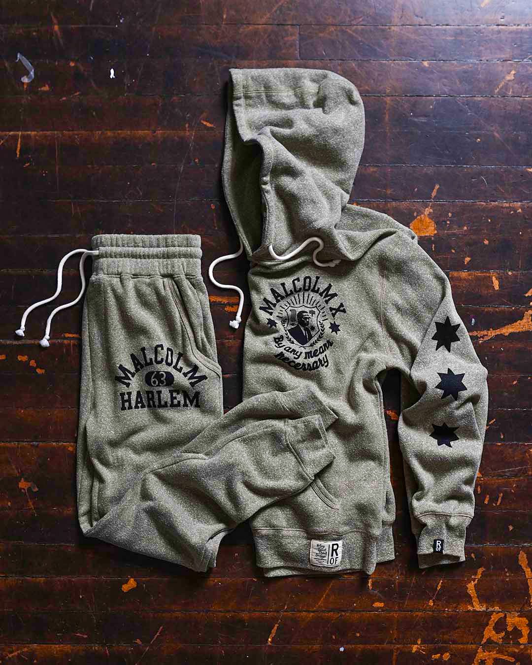 Malcolm X By Any Means Necessary Olive PO Hoody - Roots of Fight Canada