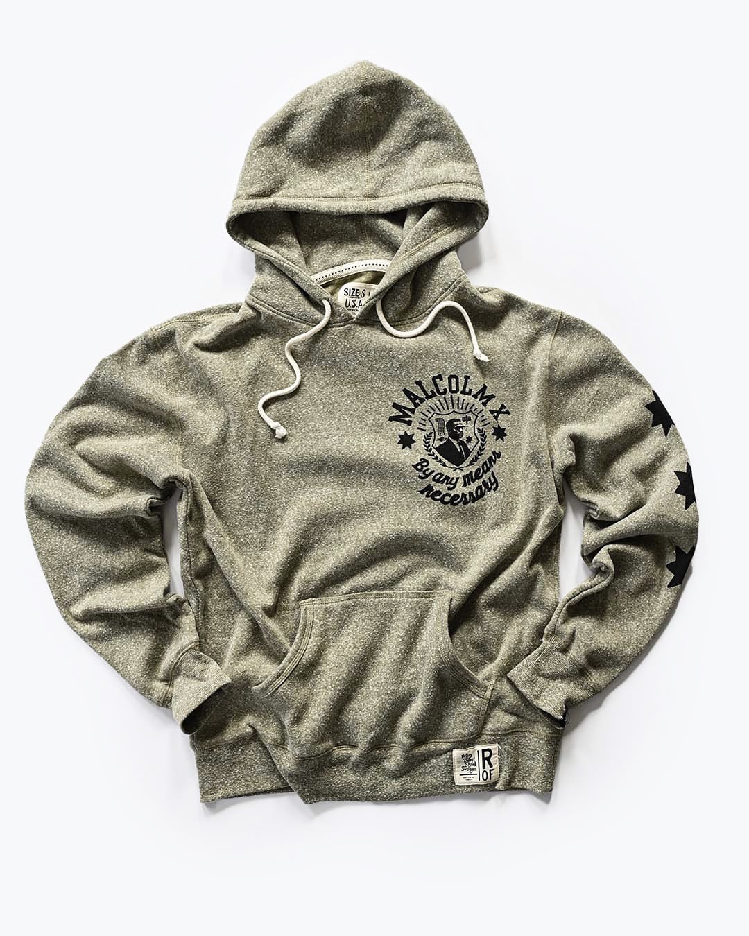 Malcolm X By Any Means Necessary Olive PO Hoody - Roots of Fight Canada