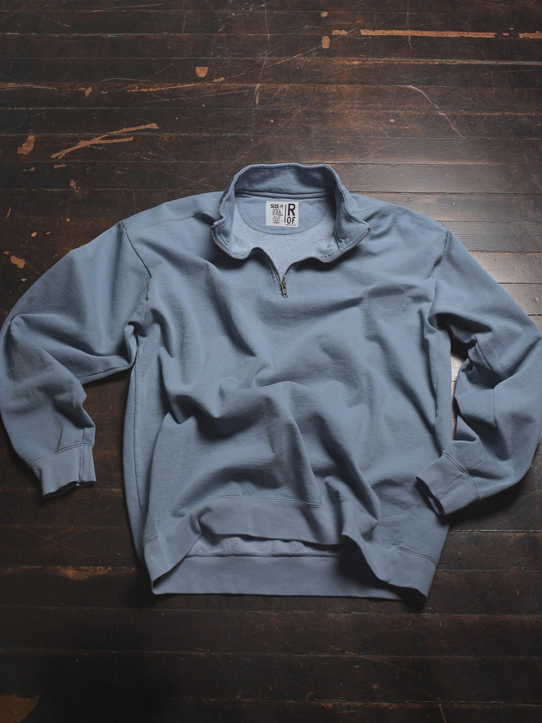 Premium Midweight Quarter - Zip Vintage Denim Sweatshirt - Roots of Fight Canada