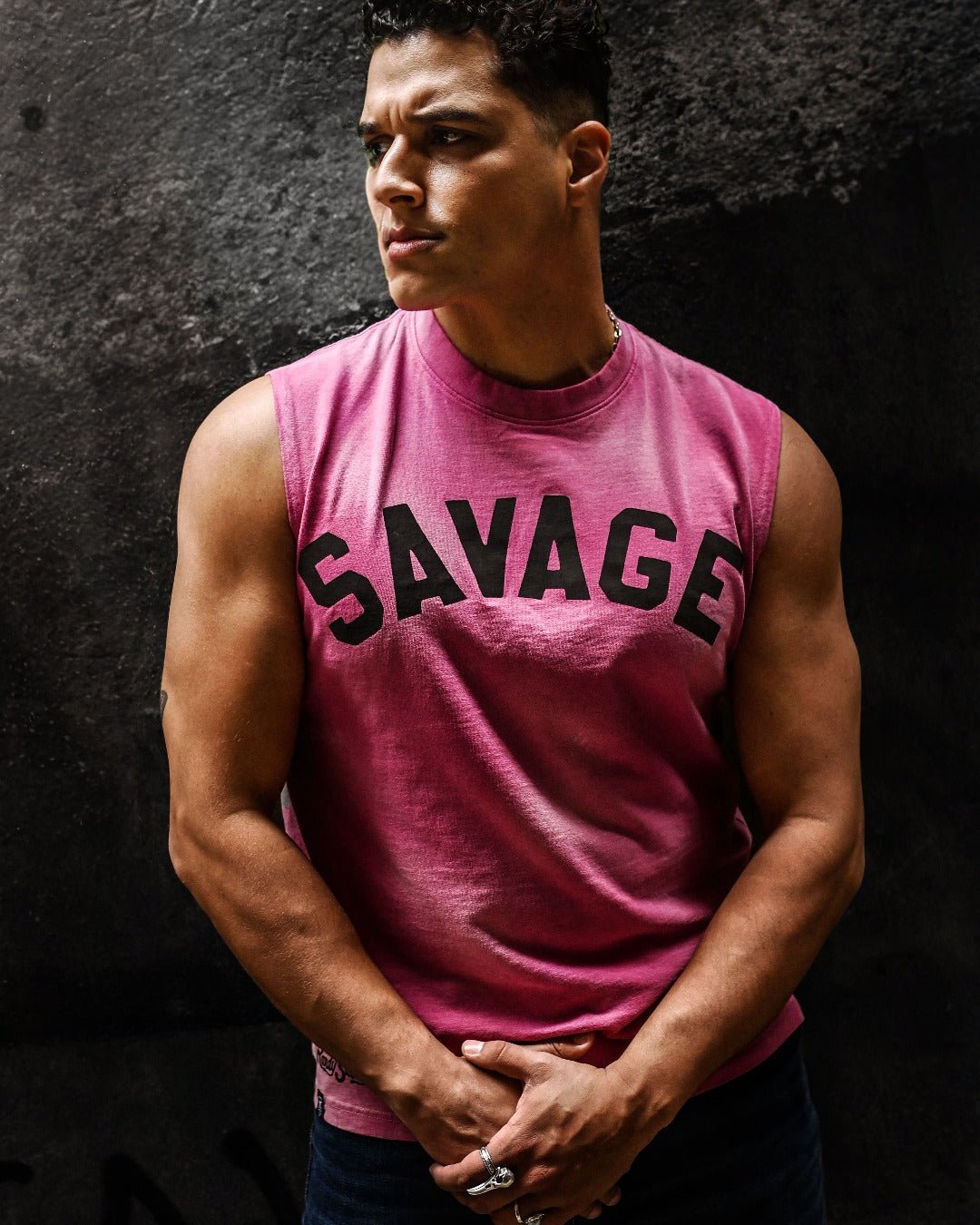 Randy Savage Beach Wash Pink Muscle Tee - Roots of Fight Canada
