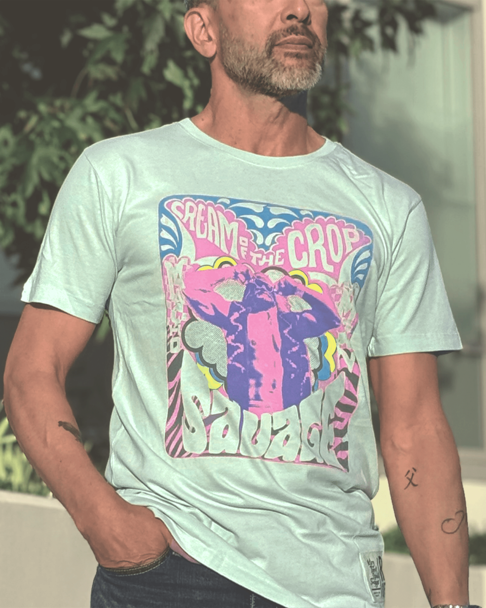 Randy Savage Retro Photo Mint Tee - Roots of Fight Canada