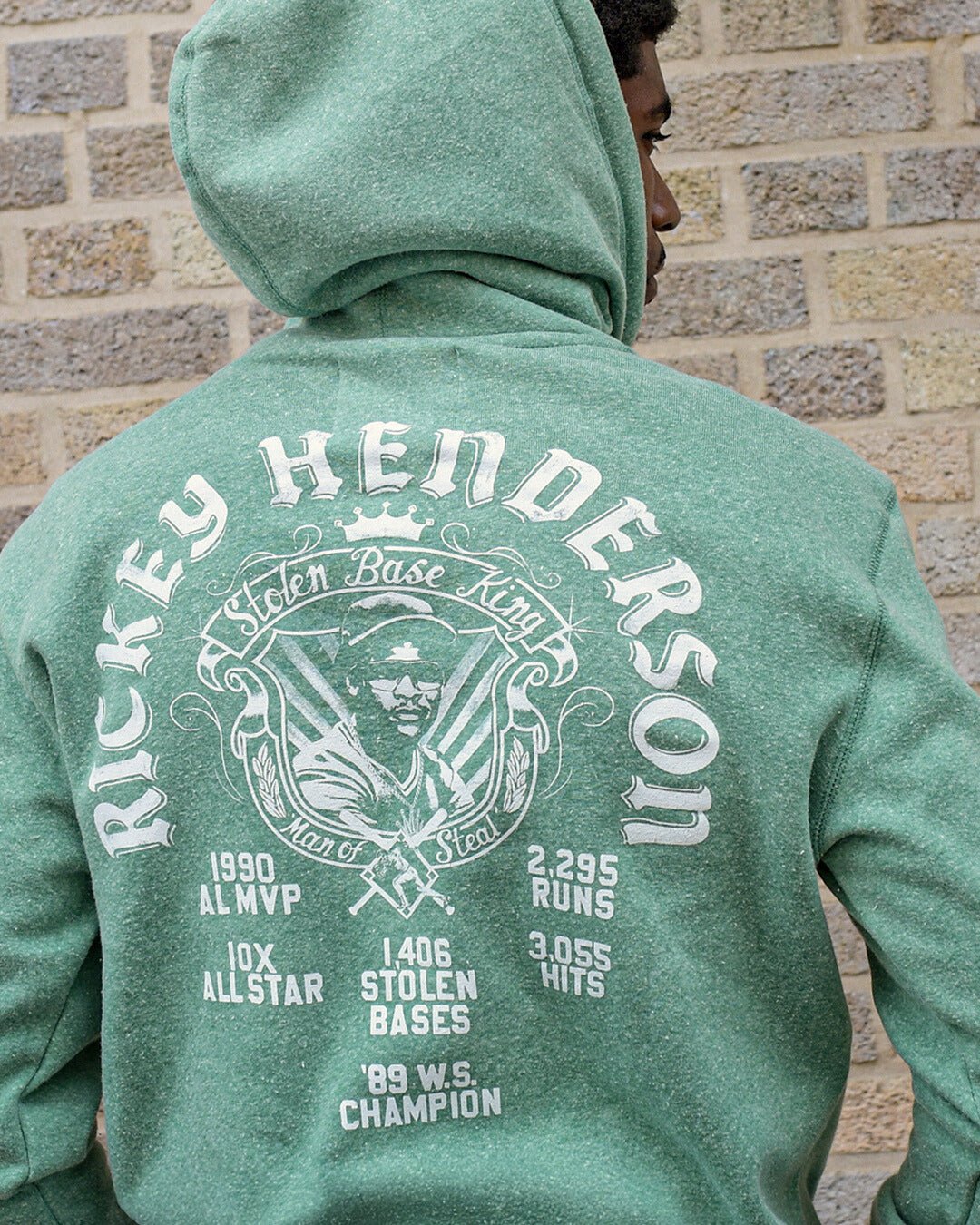Rickey Henderson Stolen Base King Green PO Hoody - Roots of Fight Canada