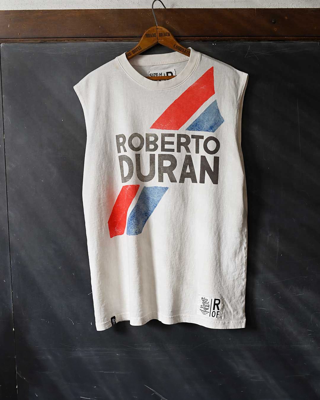 Roberto Duran Retro White Muscle Tee - Roots of Fight Canada