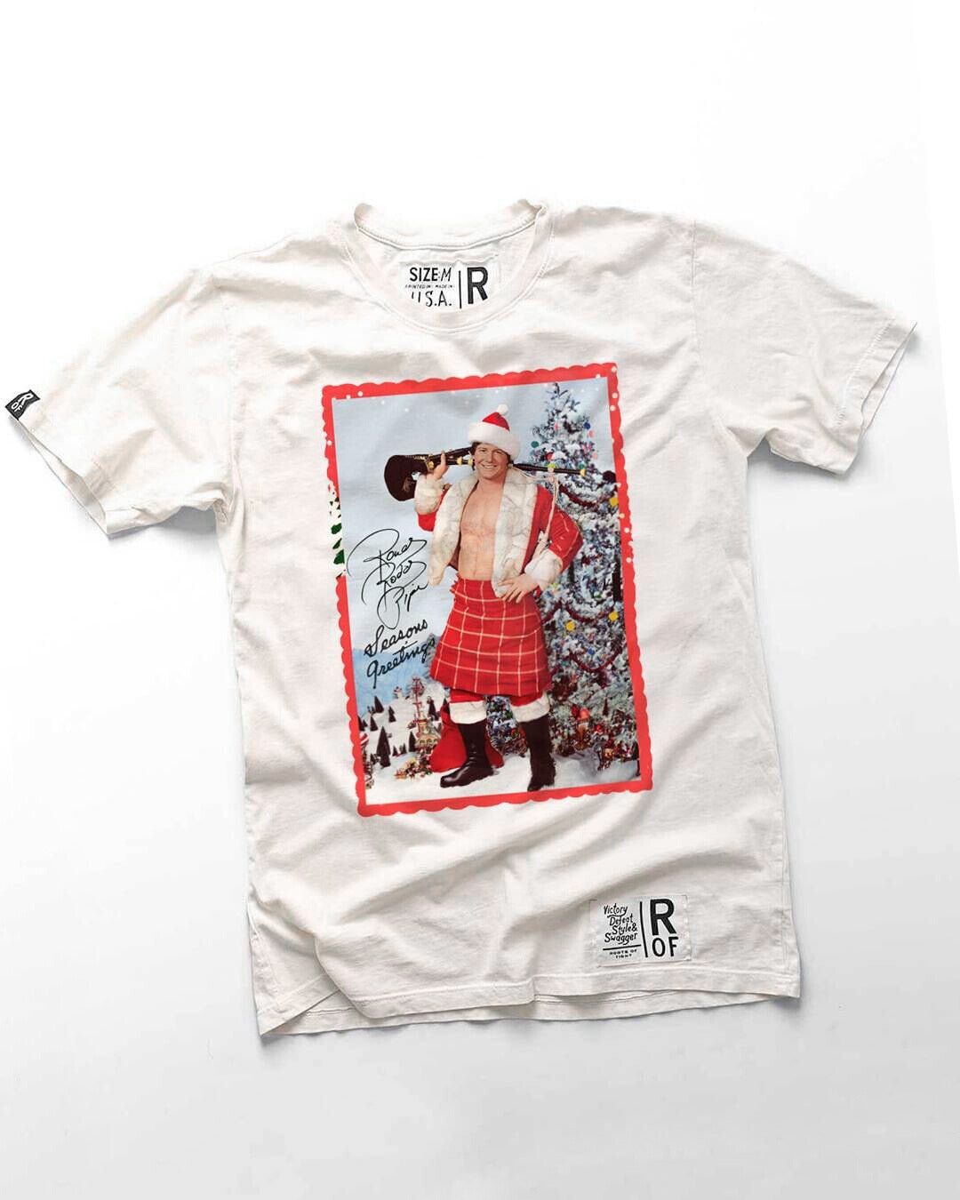 Rowdy Roddy Piper Holiday White Tee - Roots of Fight Canada