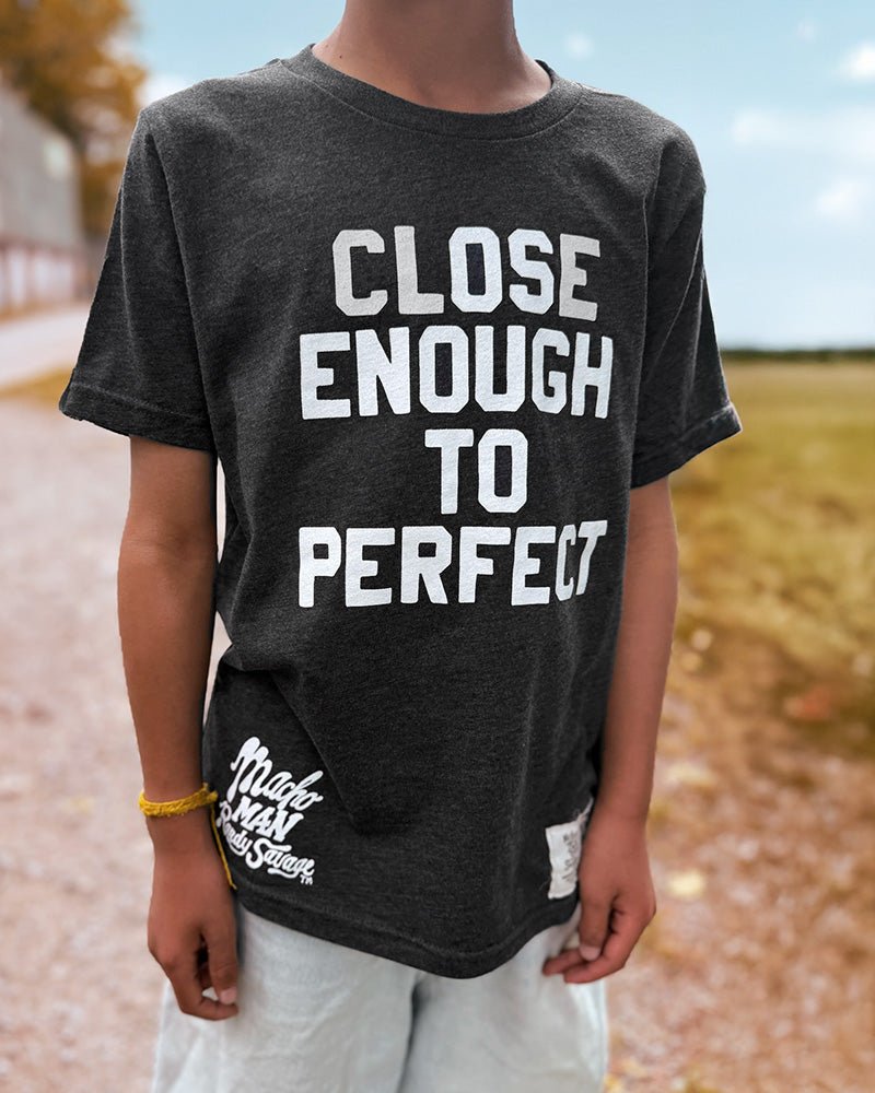 Savage 'Close Enough To Perfect' Black Kid's Tee - Roots of Fight Canada