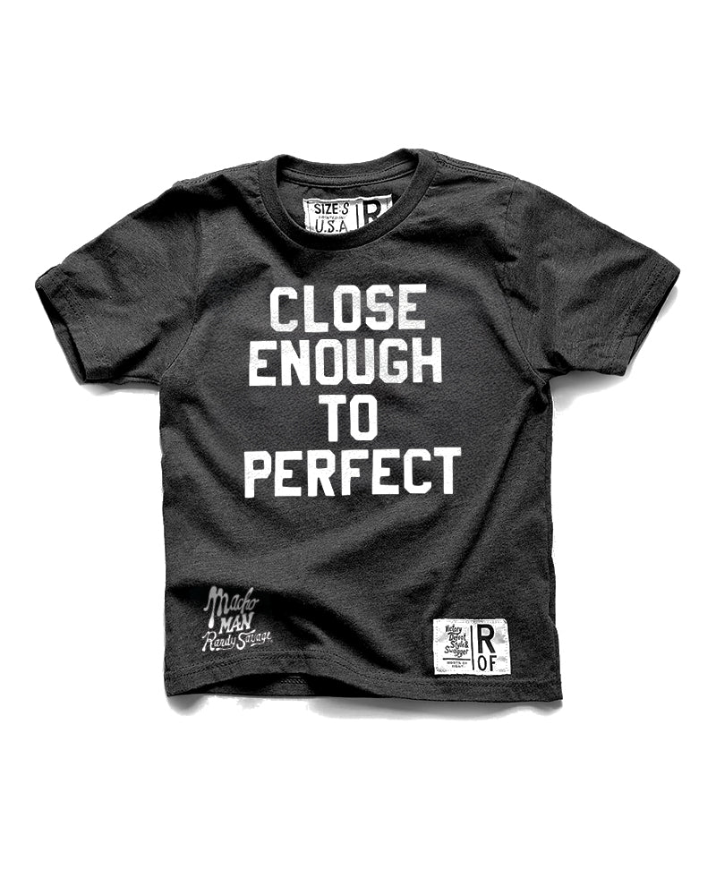 Savage 'Close Enough To Perfect' Black Kid's Tee - Roots of Fight Canada