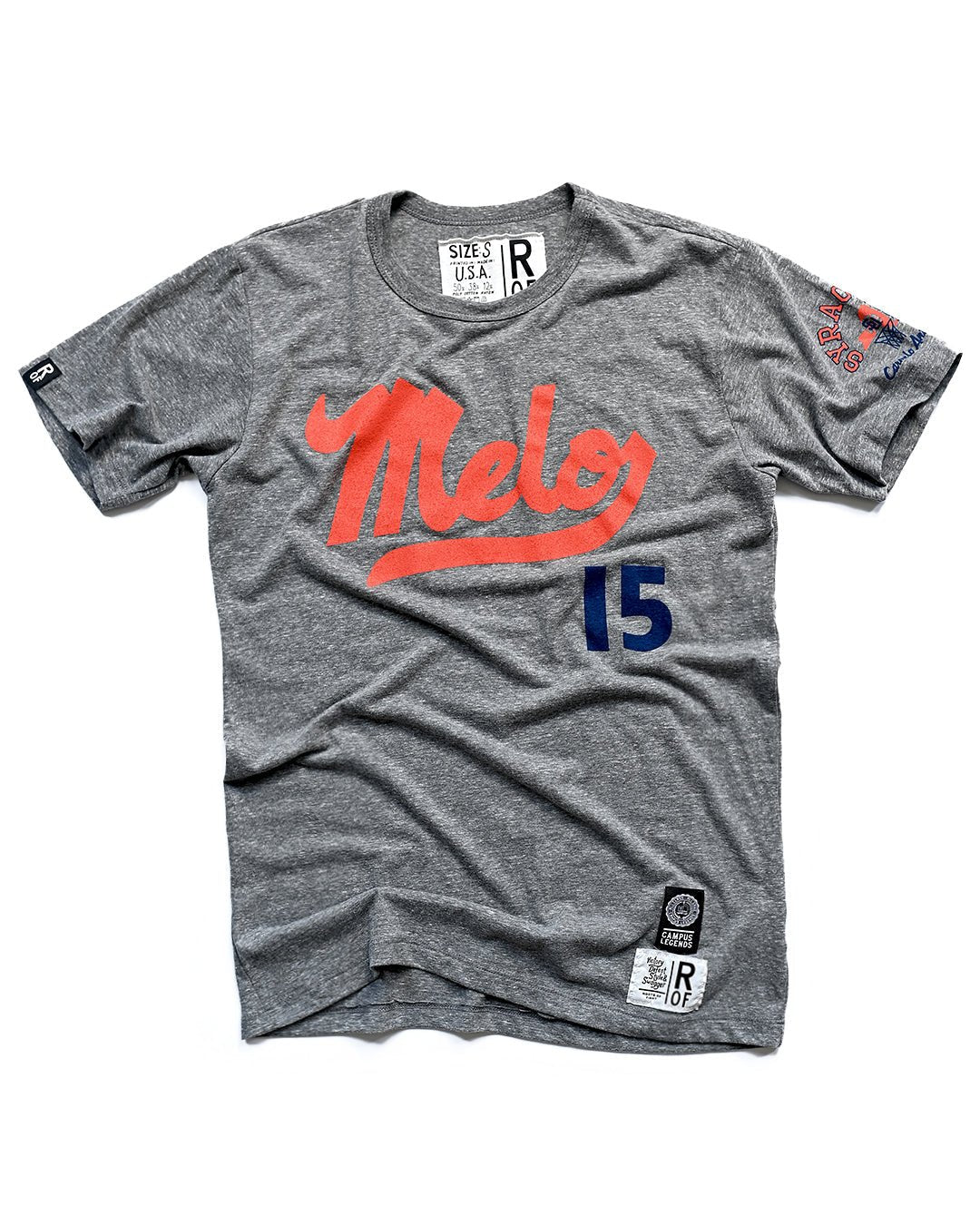SYR - Carmelo Anthony 15 Grey Triblend Tee - Roots of Fight Canada