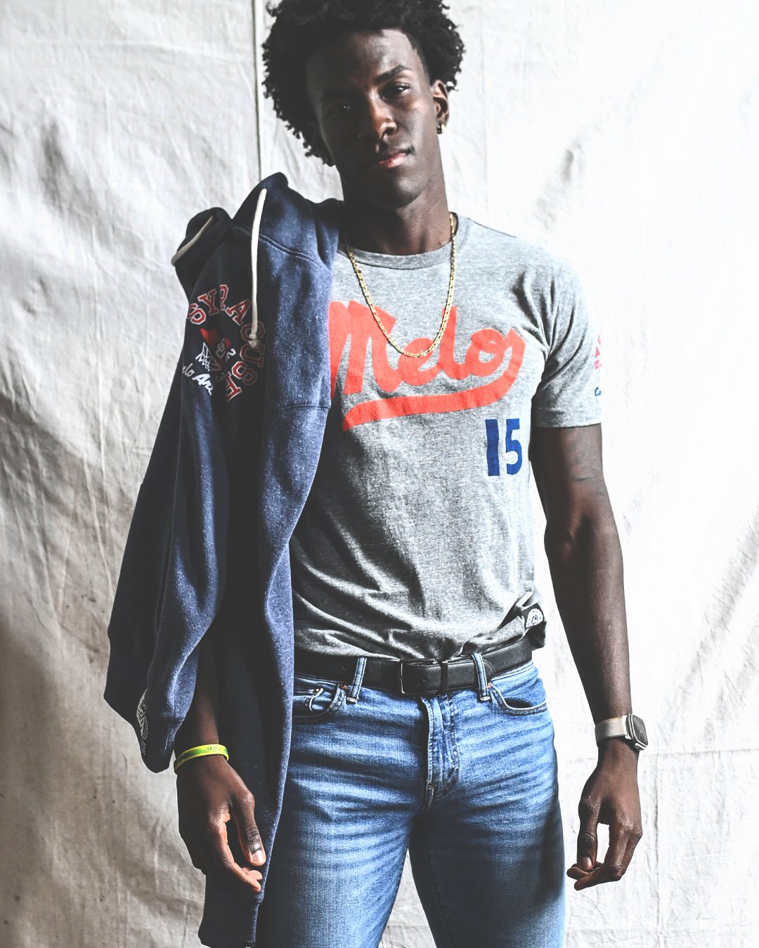 SYR - Carmelo Anthony 15 Grey Triblend Tee - Roots of Fight Canada