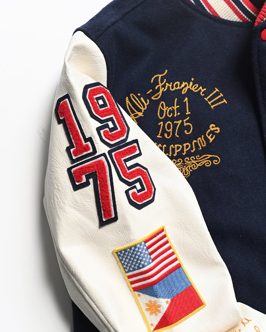 Thrilla in Manila 50th Anniversary Navy Varsity Jacket - Roots of Fight Canada