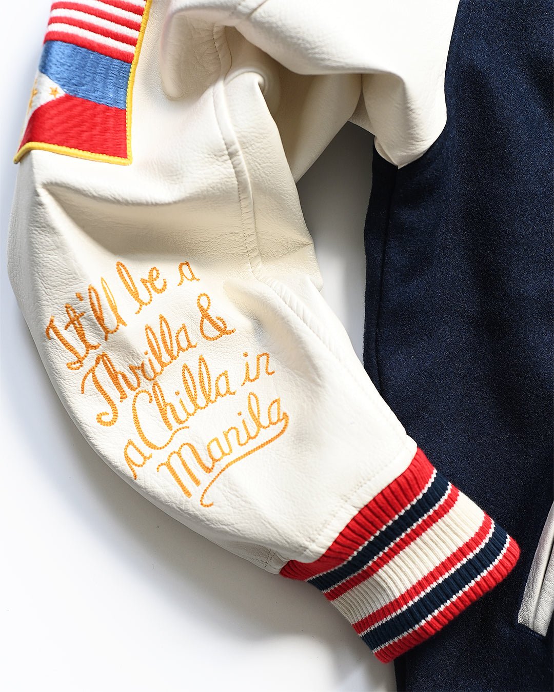 Thrilla in Manila 50th Anniversary Navy Varsity Jacket - Roots of Fight Canada