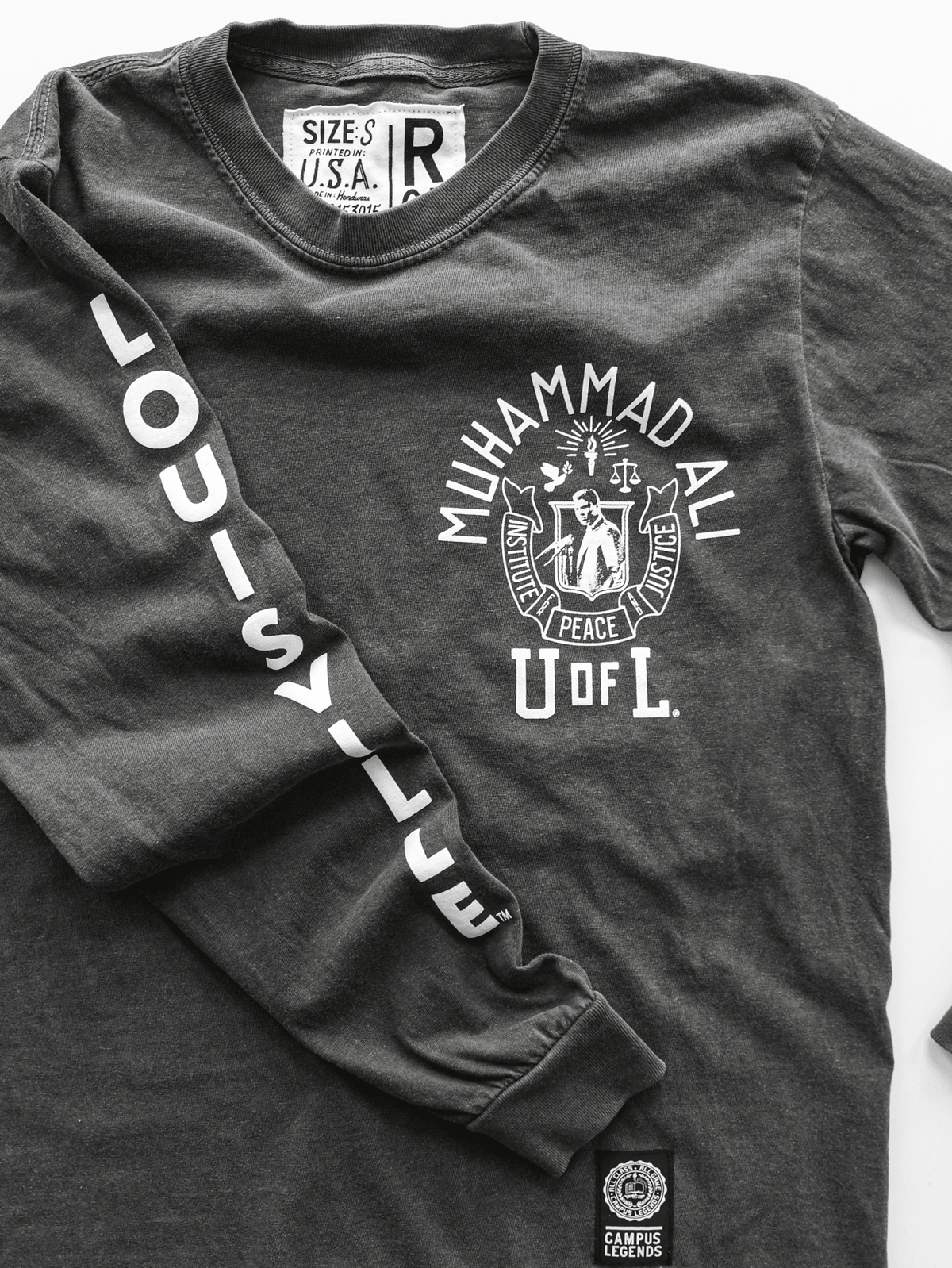 UofL - Ali Peace & Justice Charcoal Long Sleeve Tee - Roots of Fight Canada