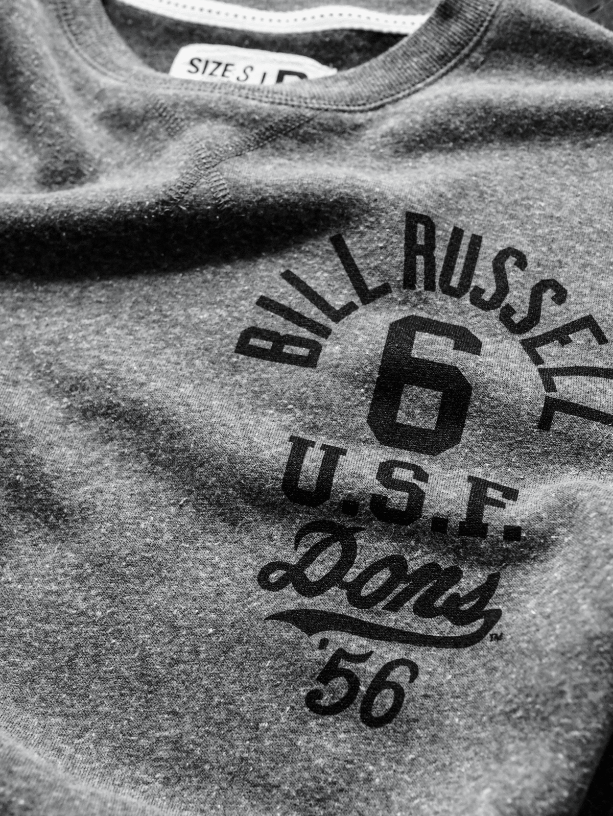 USF - Bill Russell '56 Basketball Grey Sweatshirt - Roots of Fight Canada