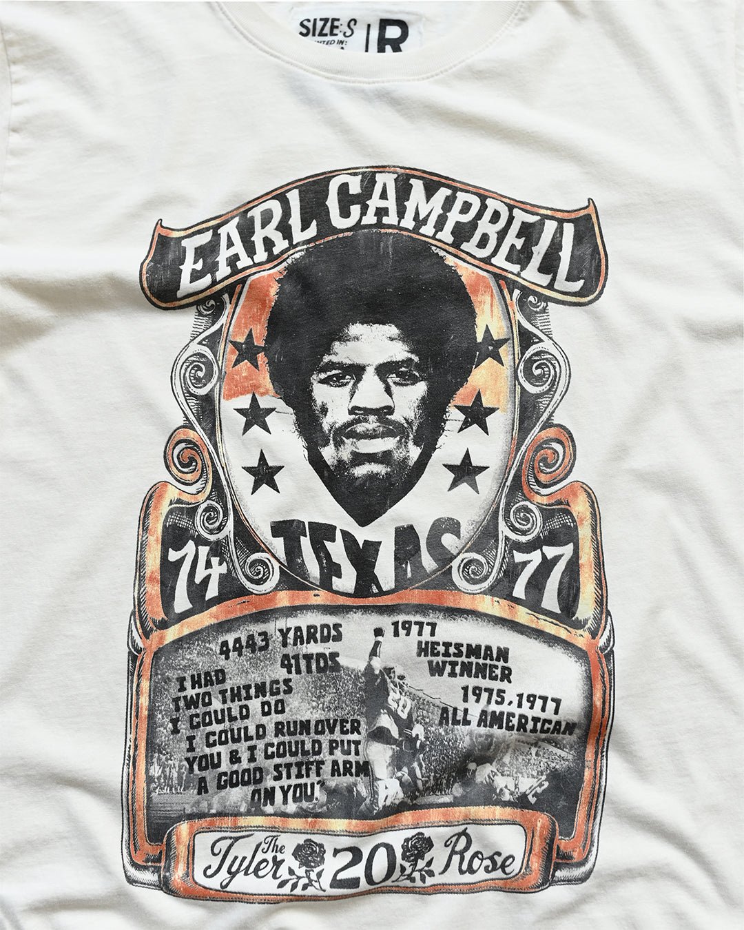 UT - Earl Campbell Legacy White Tee - Roots of Fight Canada