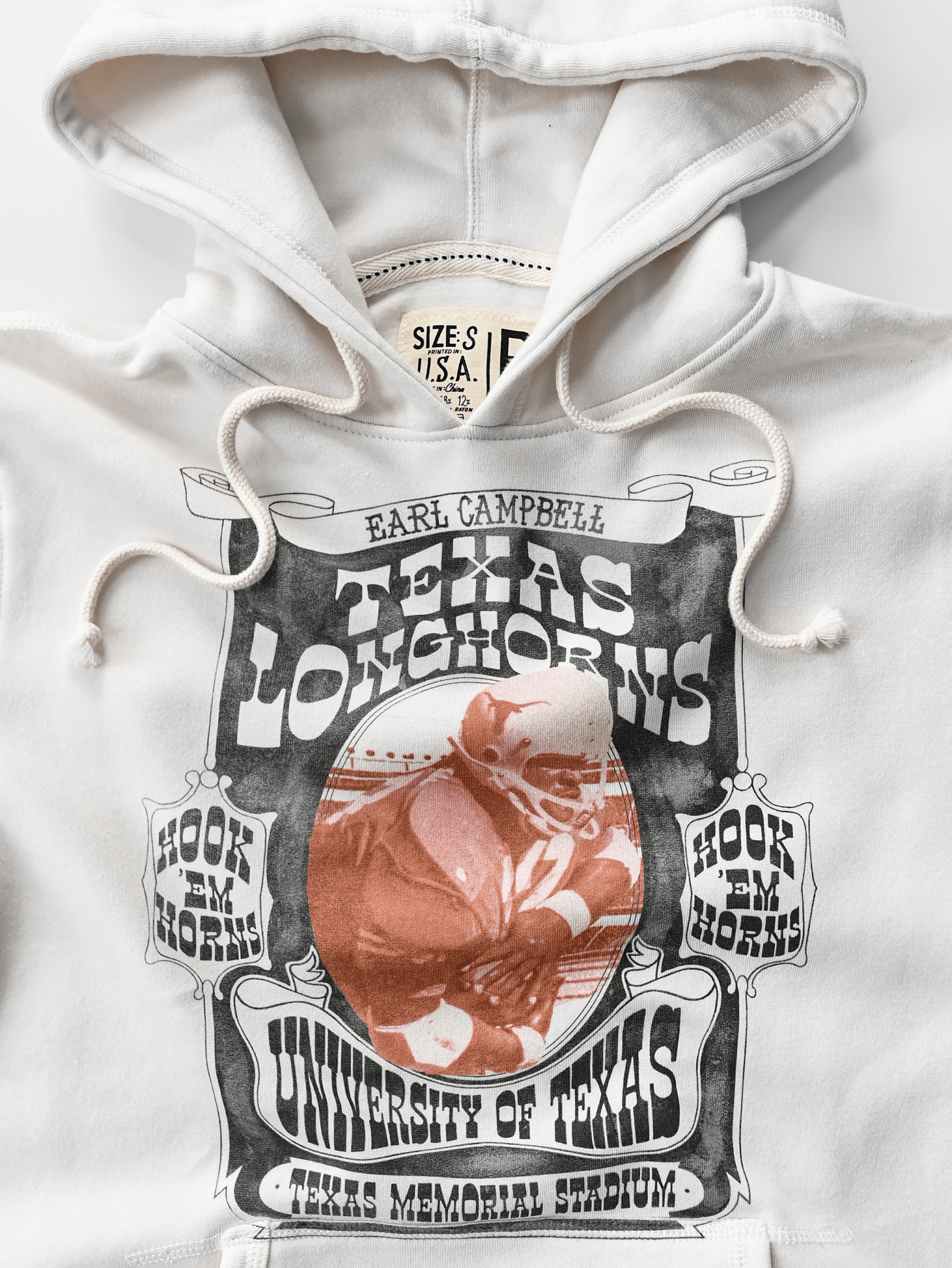 UT - Earl Campbell Texas Tornado White PO Hoody - Roots of Fight Canada