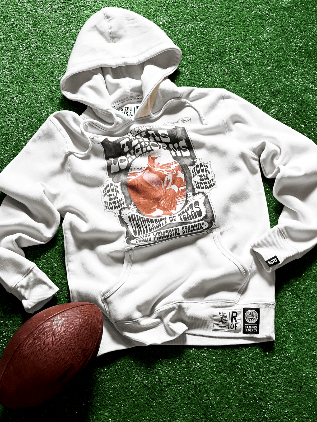 UT - Earl Campbell Texas Tornado White PO Hoody - Roots of Fight Canada