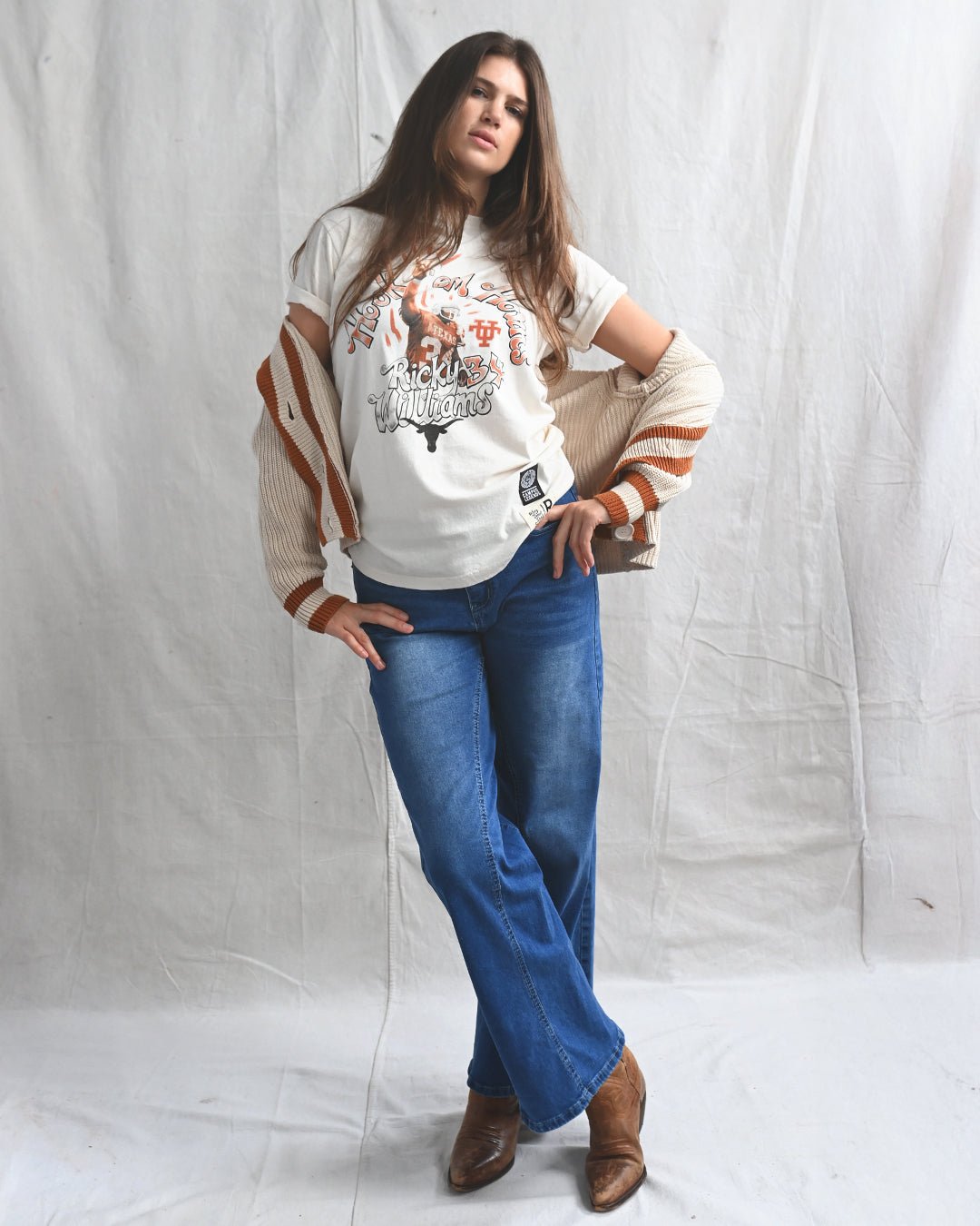 UT - Ricky Williams Horns Football White Tee - Roots of Fight Canada