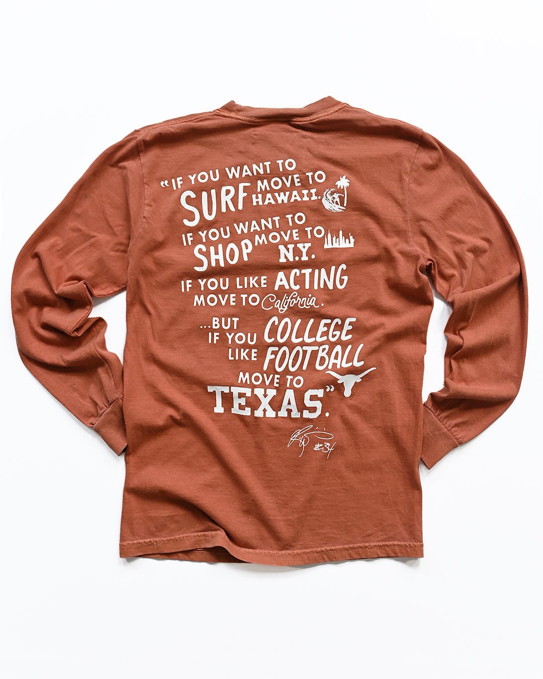 UT - Ricky Williams Texas Footbal Orange Long Sleeve Tee - Roots of Fight Canada