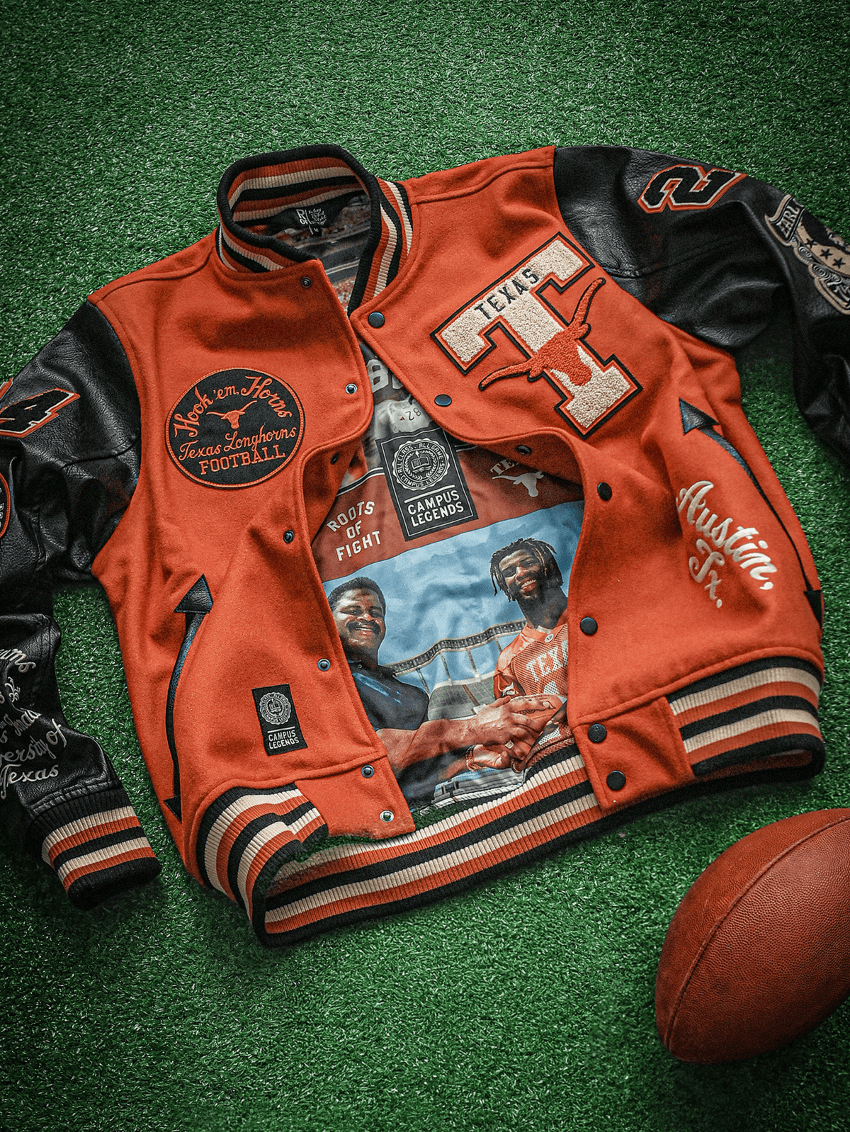 UT - Ricky Williams x Earl Campbell Varsity Jacket - Roots of Fight Canada