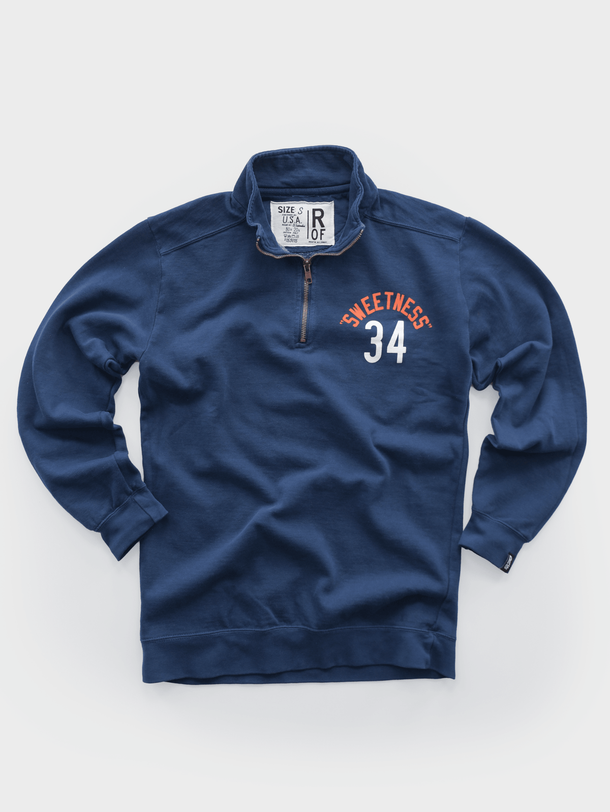Walter Payton 34 Navy Quarter-Zip Sweatshirt - Roots of Fight Canada