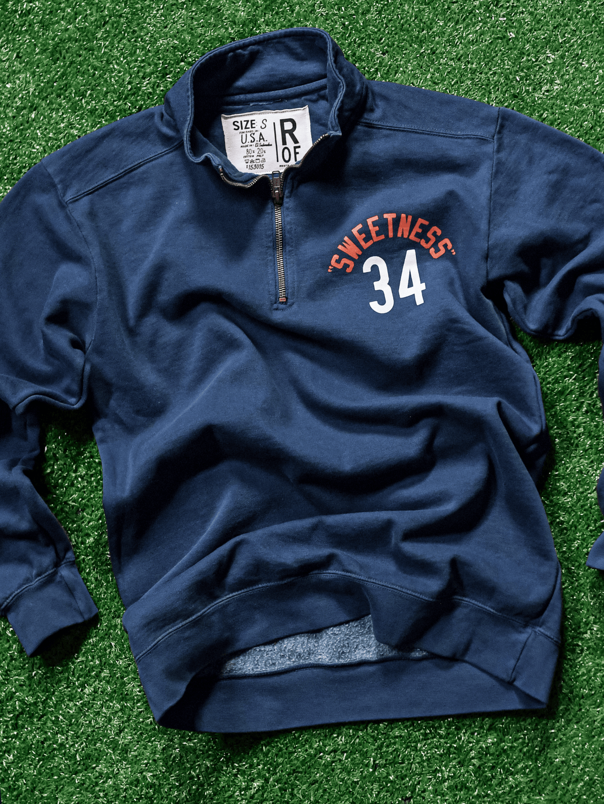 Walter Payton 34 Navy Quarter-Zip Sweatshirt - Roots of Fight Canada