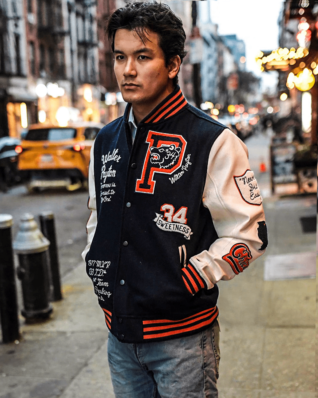 Walter Payton Legacy Navy Varsity Jacket - Roots of Fight Canada