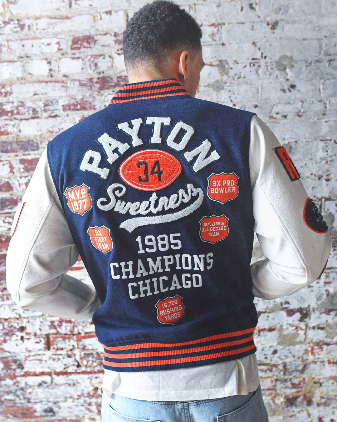 Walter Payton Legacy Navy Varsity Jacket - Roots of Fight Canada