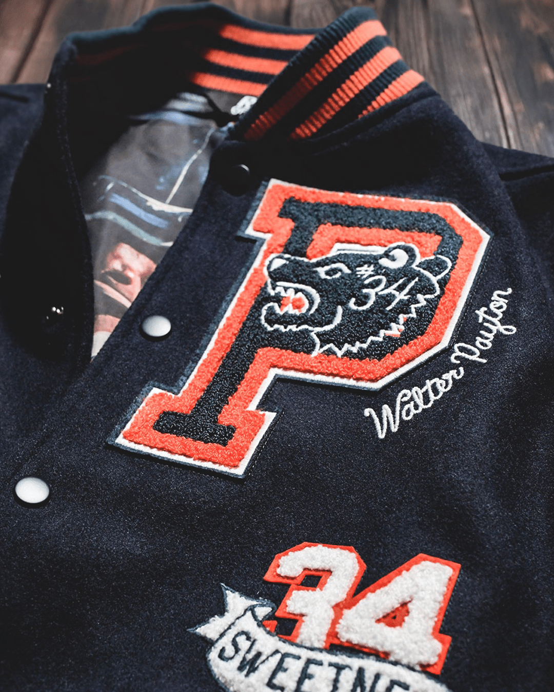 Walter Payton Legacy Navy Varsity Jacket - Roots of Fight Canada