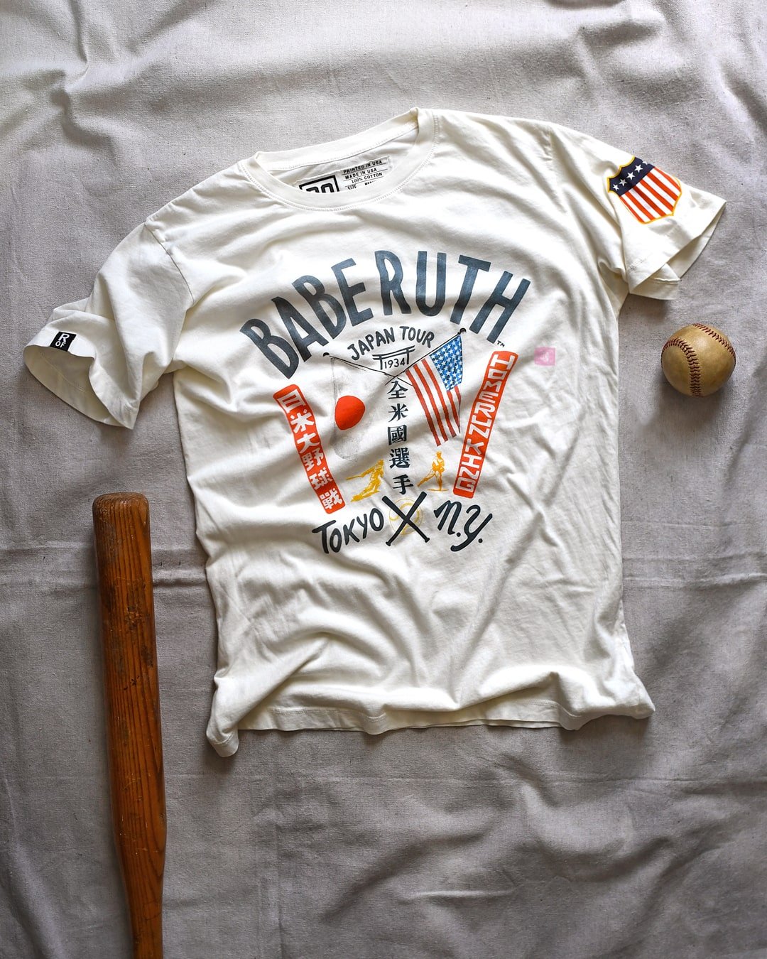 Babe Ruth Tokyo X NY Vintage White Tee - Roots of Fight