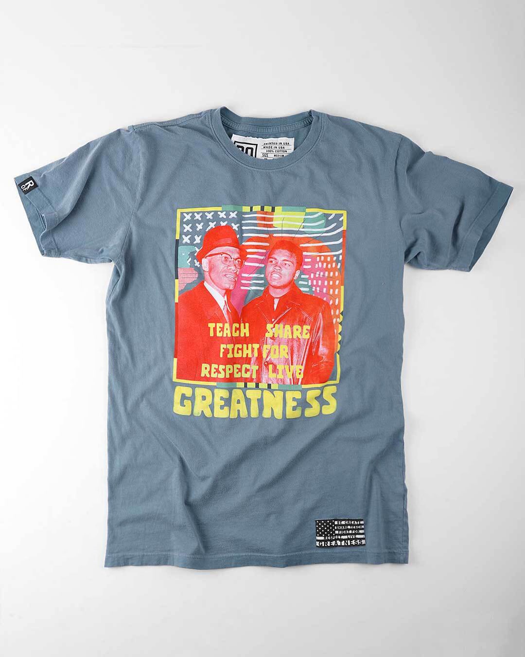 BHT - Malcolm X &amp; Ali Greatness Blue Tee - Roots of Fight Canada