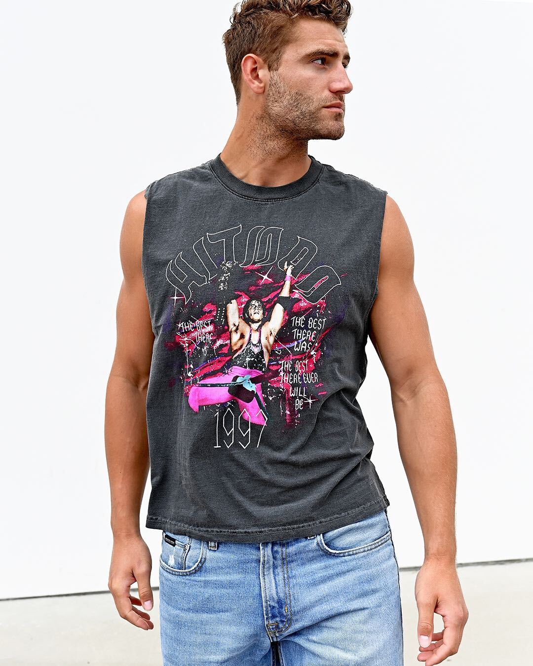 Bret Hart Hitman Black Muscle Tee - Roots of Fight Canada
