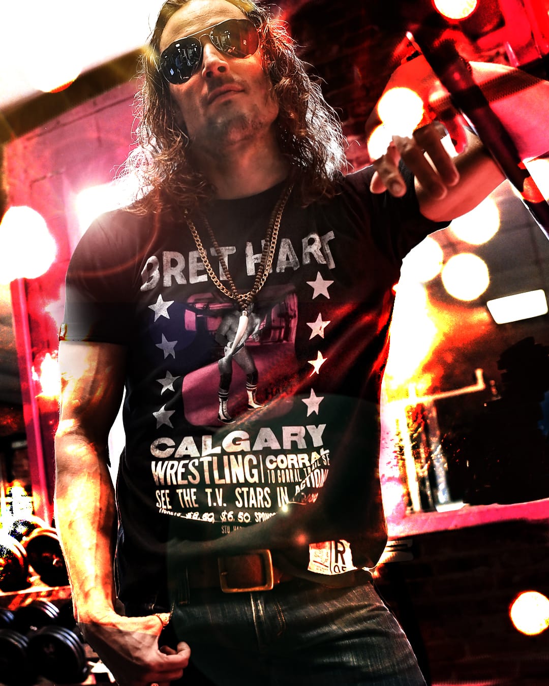 Bret Hart Photo Black Tee - Roots of Fight Canada