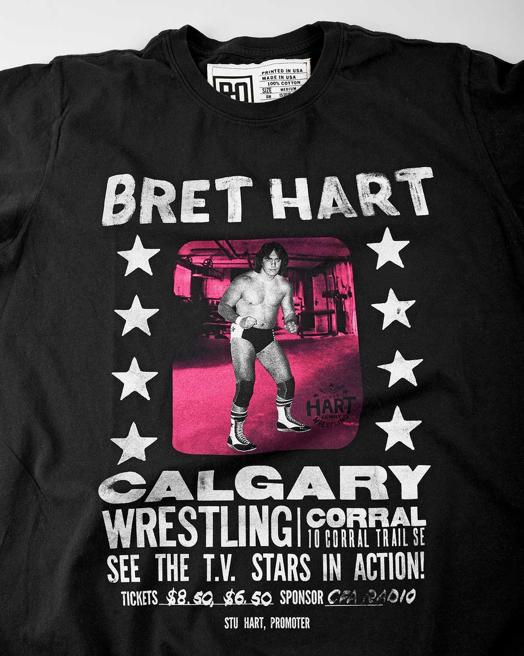 Bret Hart Photo Black Tee - Roots of Fight Canada